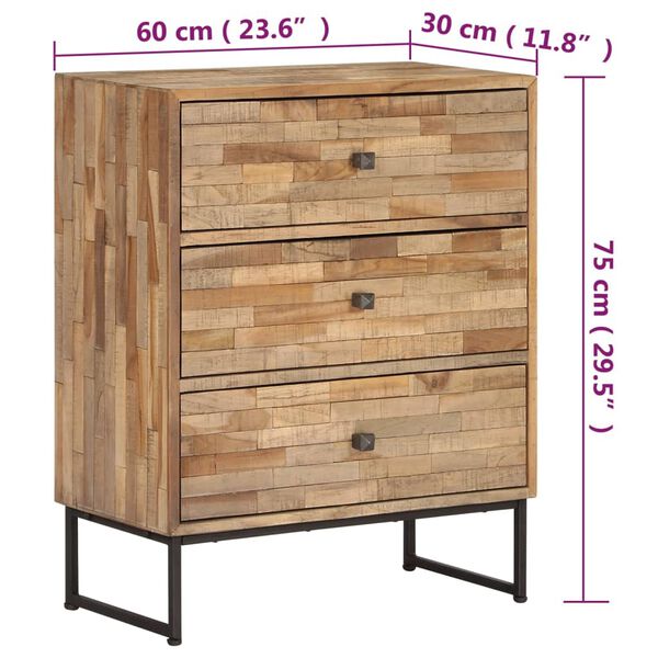 vidaXL Μπουφές Ψηλός 60 x 30 x 75 εκ. από Μασίφ Ανακυκλωμένο Ξύλο Teak
