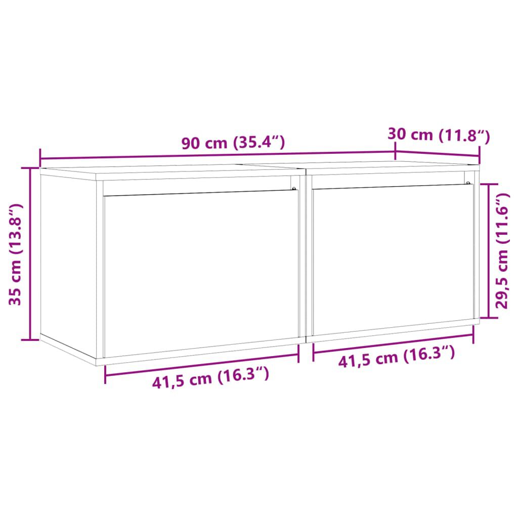 vidaXL Ντουλάπια Τοίχου 2 τεμ. 45 x 30 x 35 εκ. από Μασίφ Ξύλο Πεύκου
