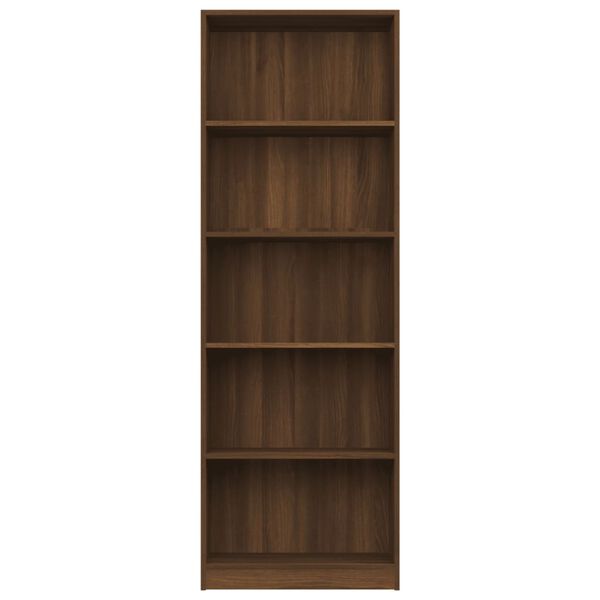 vidaXL Βιβλιοθήκη με 5 Ράφια Καφέ Δρυς 60x24x175 εκ. Επεξεργ. Ξύλο