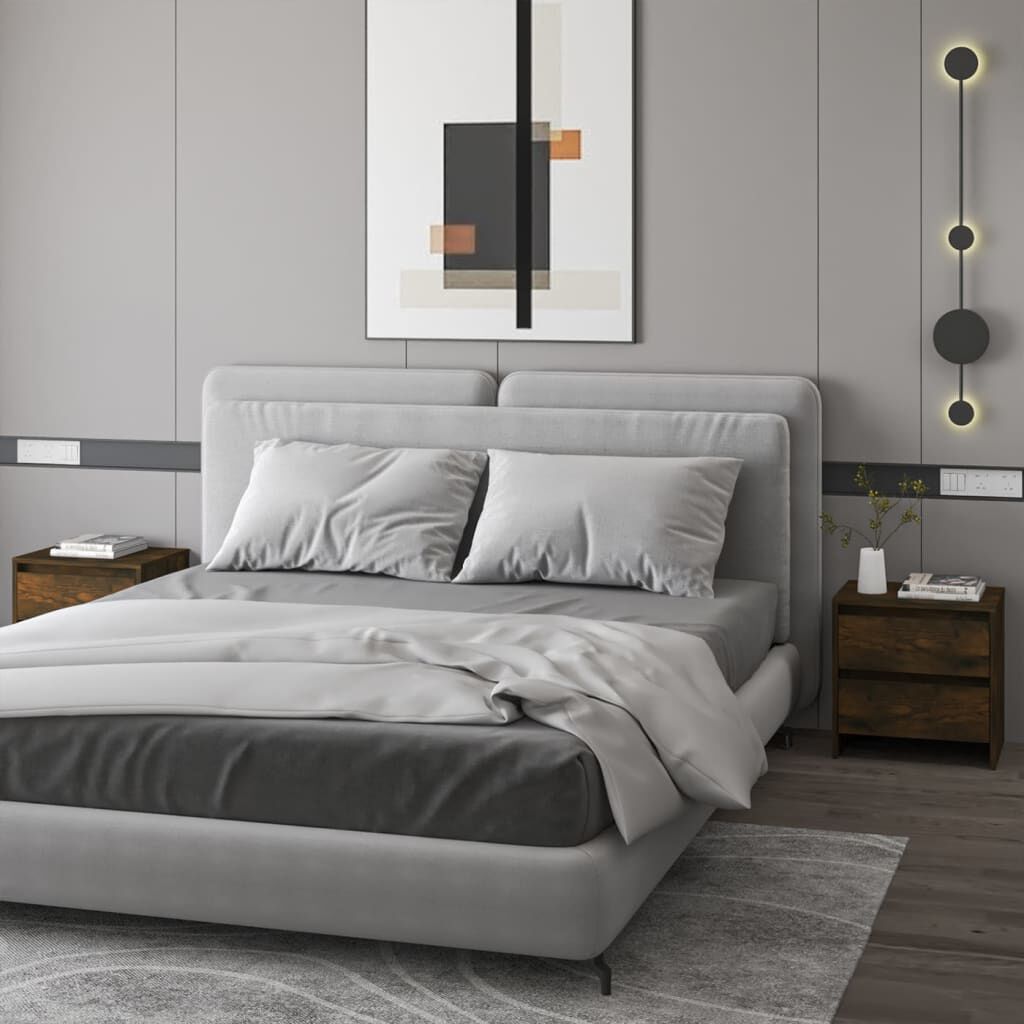 vidaXL Κομοδίνα 2 τεμ. Καπνιστή Δρυς 45x34,5x44,5 εκ. από Επεξ. Ξύλο