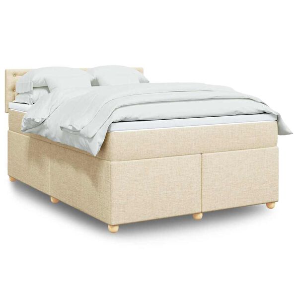 vidaXL &Kappa;&rho;&epsilon;&beta;ά&tau;&iota; Boxspring &mu;&epsilon; &Sigma;&tau;&rho;ώ&mu;&alpha; &Kappa;&rho;&epsilon;&mu; 140x190 &epsilon;&kappa;. &Upsilon;&phi;&alpha;&sigma;&mu;ά&tau;&iota;&nu;&omicron;