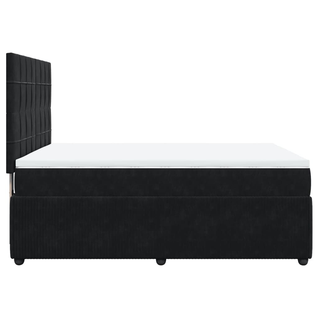 vidaXL Κρεβάτι Boxspring με Στρώμα Μαύρο 140x200 εκ. Βελούδινο