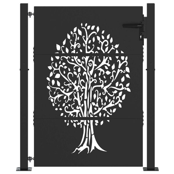 vidaXL Πύλη Κήπου Άλλο Μαύρο 105 x 125 cm Ατσάλι με Επικάλυψη Πούδρας