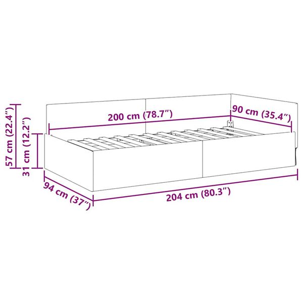 vidaXL Κρεβάτι Γωνίας Άλλο με κεφαλάρι Κίτρινο 90 x 200 cm