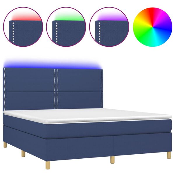 vidaXL &Kappa;&rho;&epsilon;&beta;ά&tau;&iota; Boxspring &mu;&epsilon; &Sigma;&tau;&rho;ώ&mu;&alpha; & LED &Mu;&pi;&lambda;&epsilon; 180x200 &epsilon;&kappa;. &Upsilon;&phi;&alpha;&sigma;&mu;ά&tau;&iota;&nu;&omicron;