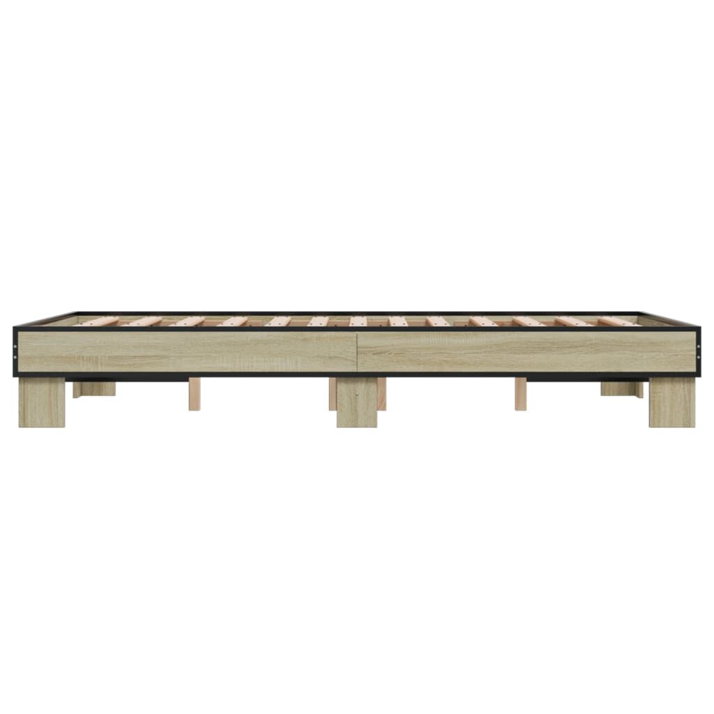 vidaXL Πλαίσιο Κρεβατιού Sonoma Δρυς 120x200 εκ. Επεξ. Ξύλο & Μέταλλο