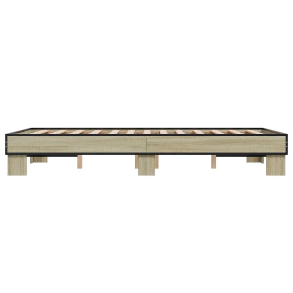 vidaXL Πλαίσιο Κρεβατιού Sonoma Δρυς 120x200 εκ. Επεξ. Ξύλο & Μέταλλο