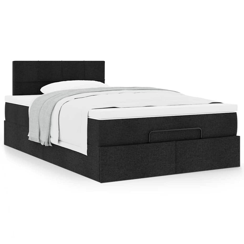 vidaXL Οθωμανικό κρεβάτι με στρώμα Μαύρο 120x190 cm Ύφασμα