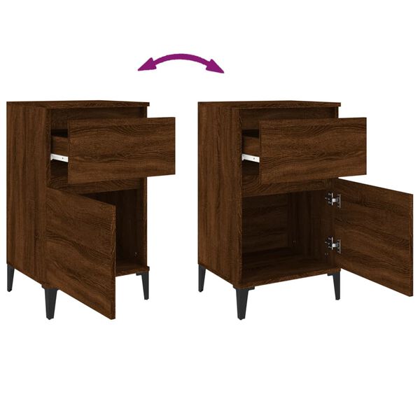 vidaXL Κομοδίνα 2 τεμ. Καφέ Δρυς 40x35x70 εκ.