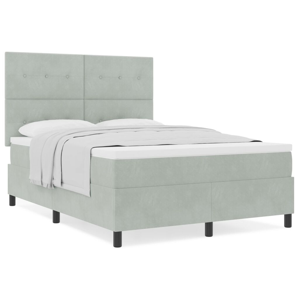 vidaXL Κρεβάτι με Στρώμα Light Grey 160x200 cm Βελούδο
