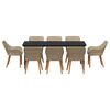 vidaXL Σέτ φαγητού για κήπο με μαξιλάρι 9 pcs Μπεζ συνθετικό ρατάν