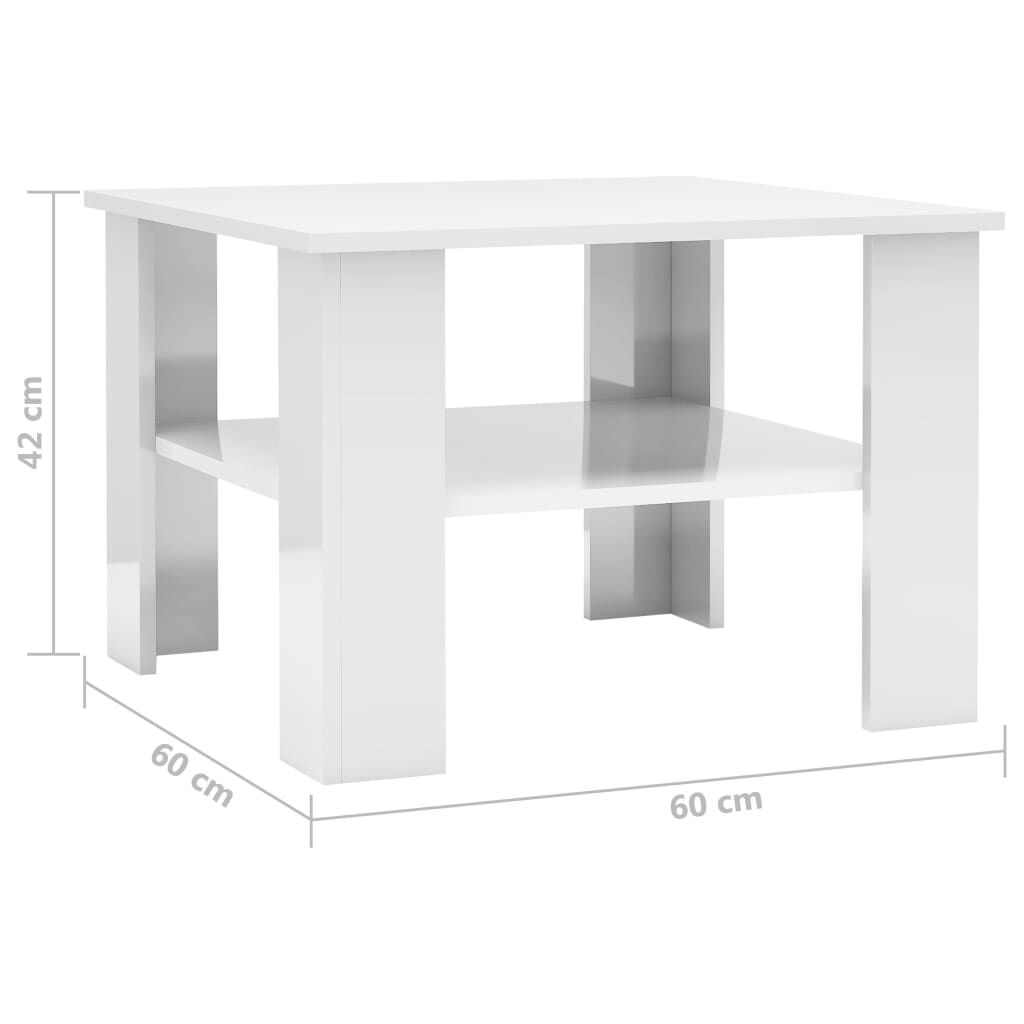 vidaXL Τραπεζάκι Σαλονιού Γυαλιστερό Λευκό 60x60x42 εκ. Επεξ. Ξύλο
