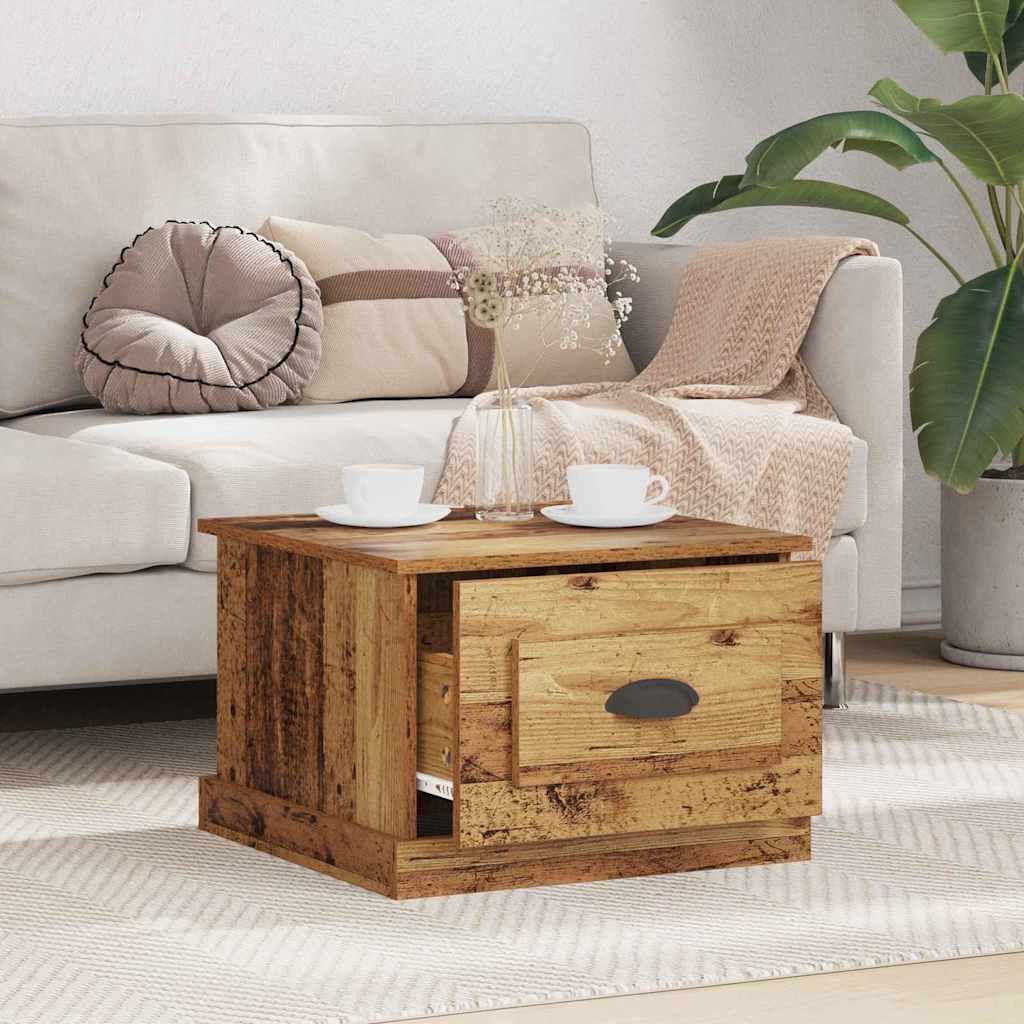 vidaXL Τραπεζάκι σαλονιού with Drawer Παλαιό ξύλο 50 x 50 x 35 cm