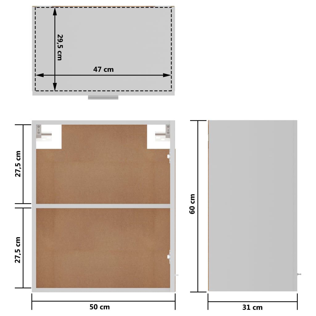 vidaXL Ντουλάπι Κρεμαστό Lyon Λευκό 50x31x60 εκ. από Επεξ. Ξύλο