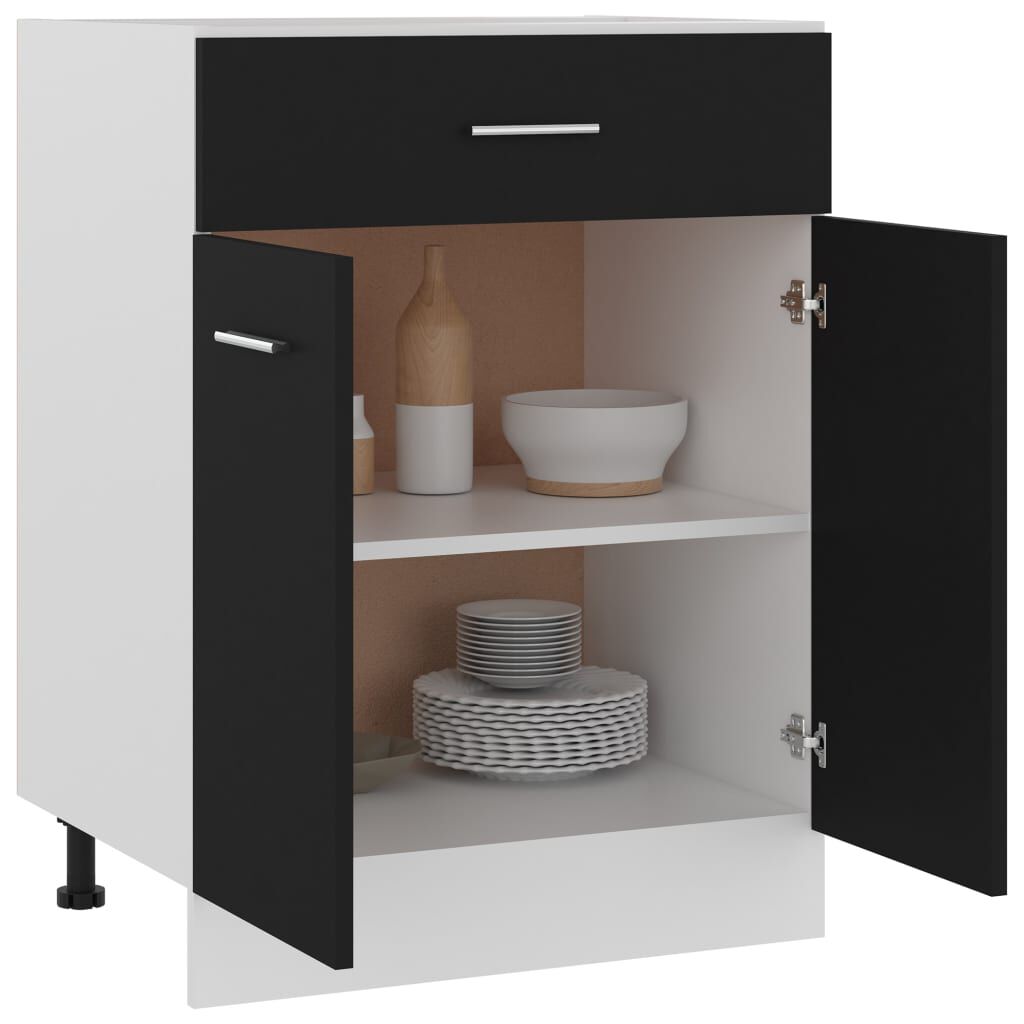 vidaXL Ντουλάπι με Συρτάρι Lyon Μαύρο 60x46x81,5 εκ. Επεξ. Ξύλο