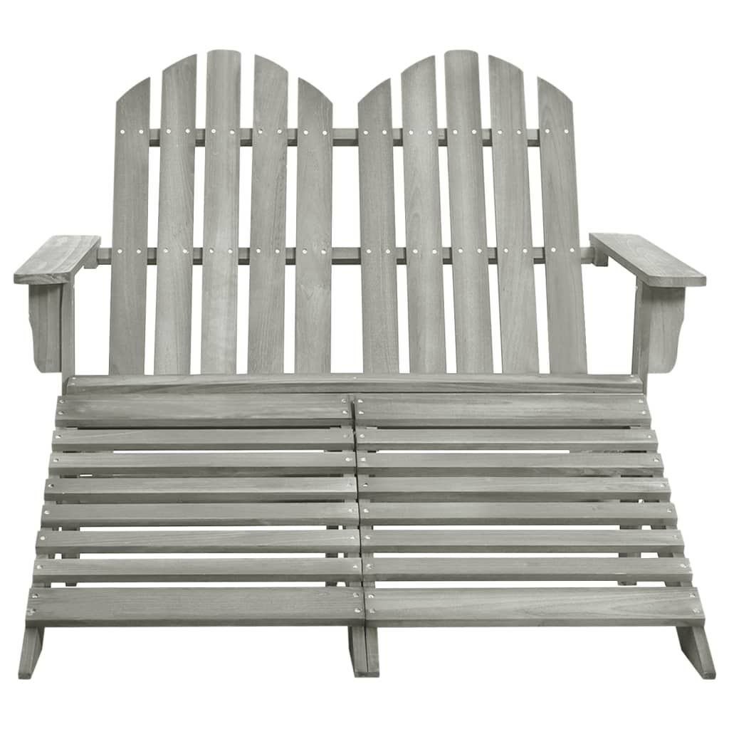 vidaXL Καρέκλα Κήπου Adirondack Διθέσια Γκρι Ξύλο Ελάτης & Υποπόδιο