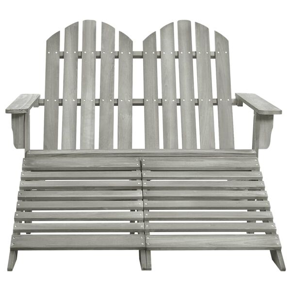 vidaXL Καρέκλα Κήπου Adirondack Διθέσια Γκρι Ξύλο Ελάτης & Υποπόδιο