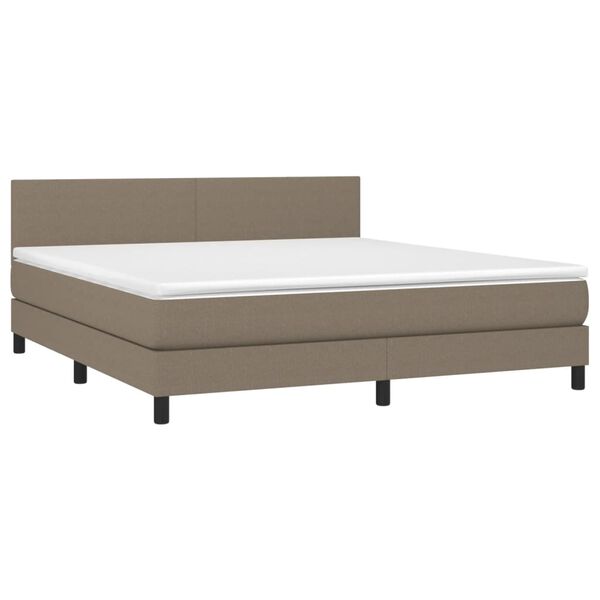 vidaXL &Kappa;&rho;&epsilon;&beta;ά&tau;&iota; Boxspring &mu;&epsilon; &Sigma;&tau;&rho;ώ&mu;&alpha; & LED Taupe 180x200 &epsilon;&kappa;. &Upsilon;&phi;&alpha;&sigma;&mu;ά&tau;&iota;&nu;&omicron;