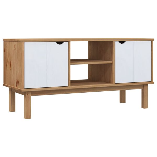 vidaXL Έπιπλο Τηλεόρασης OTTA Καφέ/Λευκό 113,5x43x57 εκ. Μασίφ Πεύκο