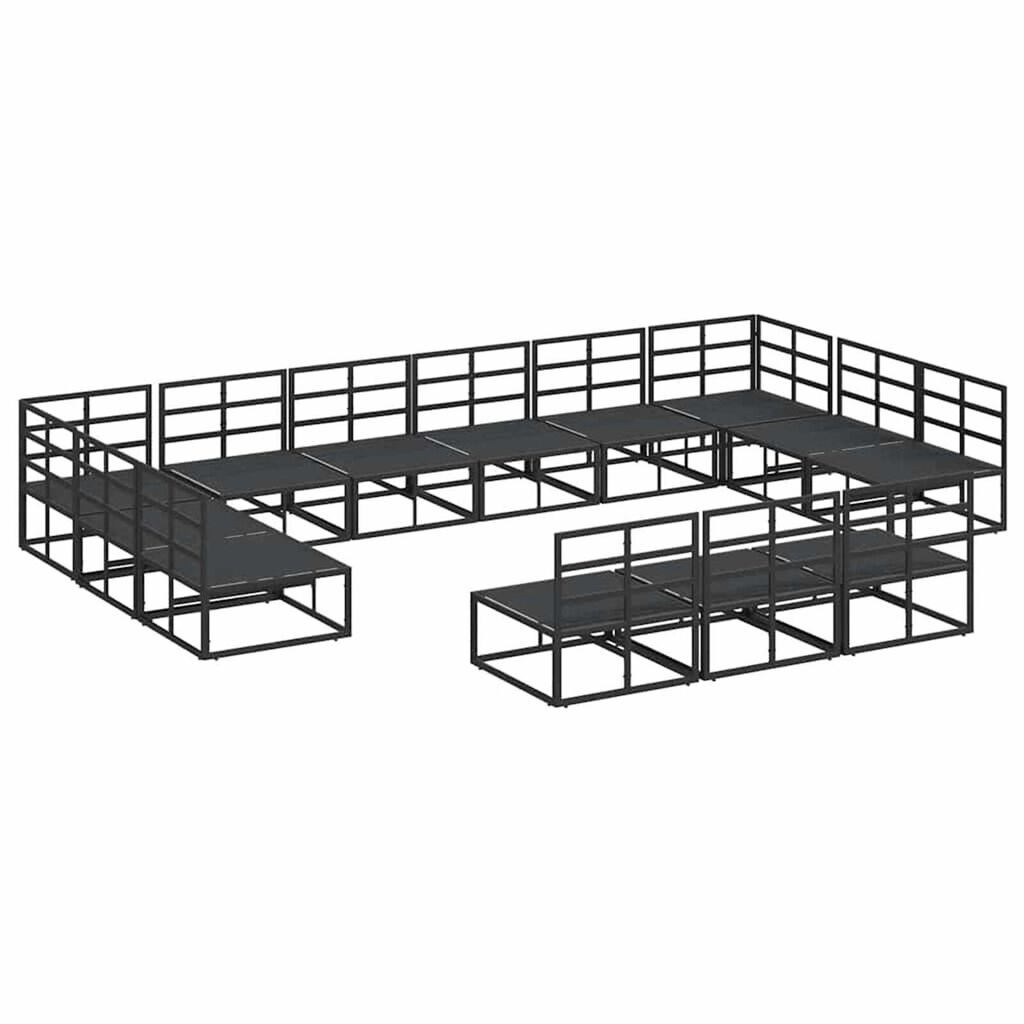 vidaXL Σετ Καναπέ Κήπου με μαξιλάρι 13 pcs Μαύρο Αλουμίνιο