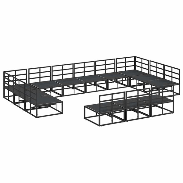vidaXL Σετ Καναπέ Κήπου με μαξιλάρι 13 pcs Μαύρο Αλουμίνιο