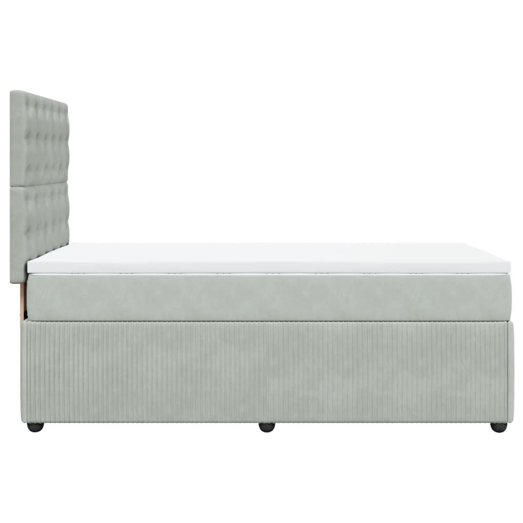 vidaXL Κρεβάτι Boxspring με Στρώμα Ανοιχτό Γκρι 80x200 εκ. Βελούδινο