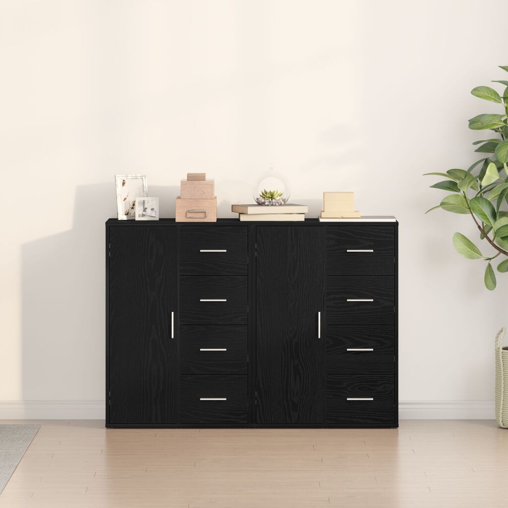 vidaXL Μπουφέδες 2 τεμ Μαύρος Δρυς 60x31x84 εκ Συνθετικό ξύλο