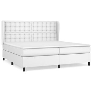 vidaXL Κρεβάτι Boxspring με Στρώμα Λευκό 200x200 εκ. Συνθετικό Δέρμα