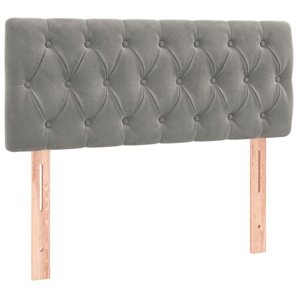 vidaXL Κρεβάτι Boxspring με Στρώμα Ανοιχτό Γκρι 90x190 εκ. Βελούδινο
