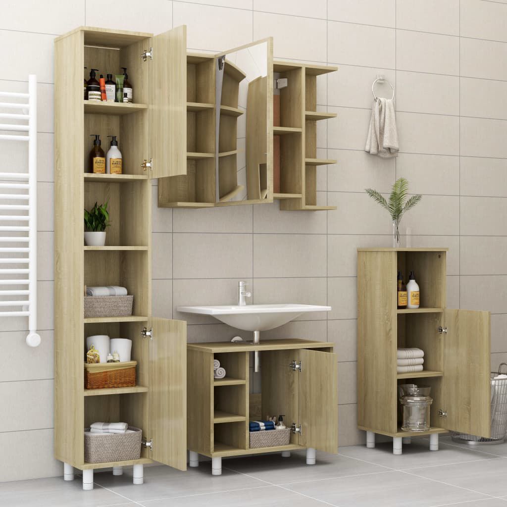vidaXL Καθρέφτης Μπάνιου Sonoma Δρυς 80 x 20,5 x 64 εκ. από Επεξ. Ξύλο