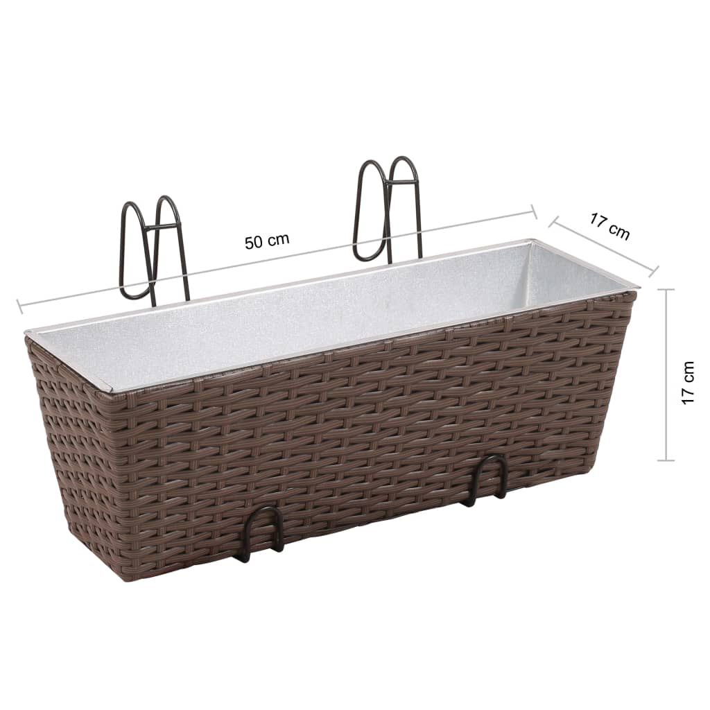 Σετ 2 τμχ Τραπεζοειδής Ζαρντινιέρα Rattan 50 cm Καφέ
