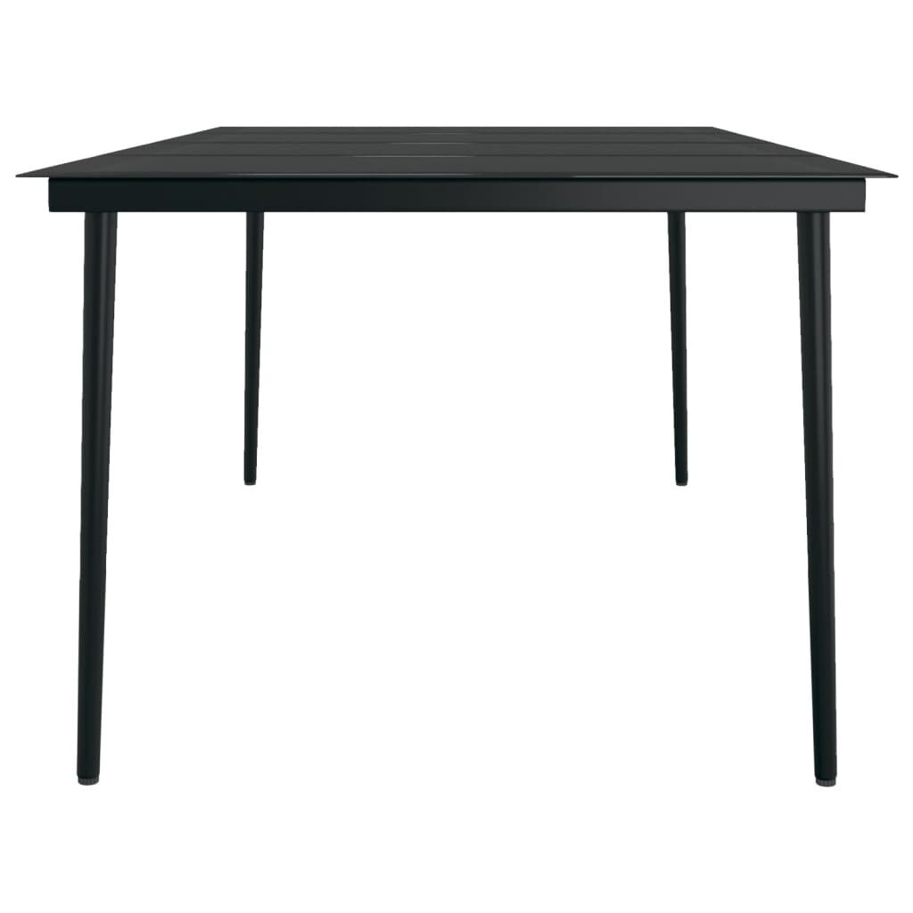 vidaXL Τραπεζαρία Κήπου Μαύρη 200 x 100 x 74 εκ. από Ατσάλι και Γυαλί