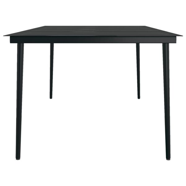 vidaXL Τραπεζαρία Κήπου Μαύρη 200 x 100 x 74 εκ. από Ατσάλι και Γυαλί