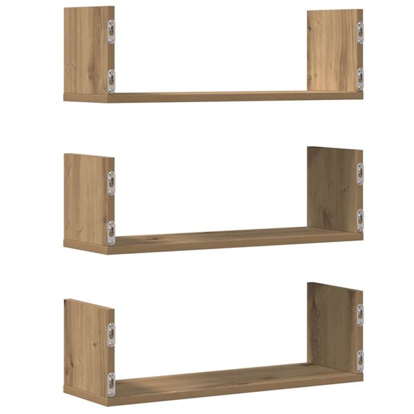 vidaXL Ραφιέρες Τοίχου 3 τεμ. Αρτισιανή Δρυς 58x18x18 εκ. Επεξ. Ξύλο