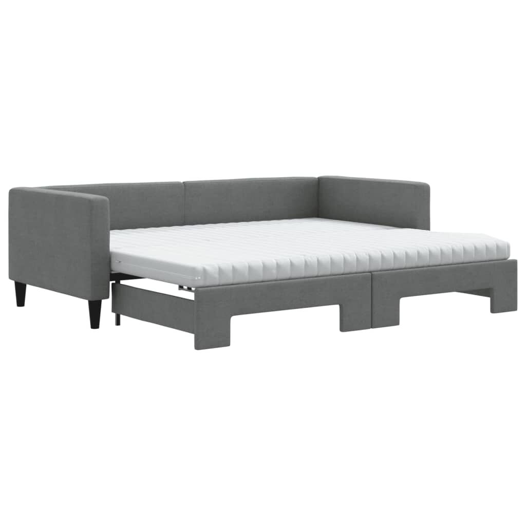 vidaXL Καναπές Κρεβάτι Συρόμενος Σκούρο γκρι 90x190 εκ Ύφασμα Στρώματα
