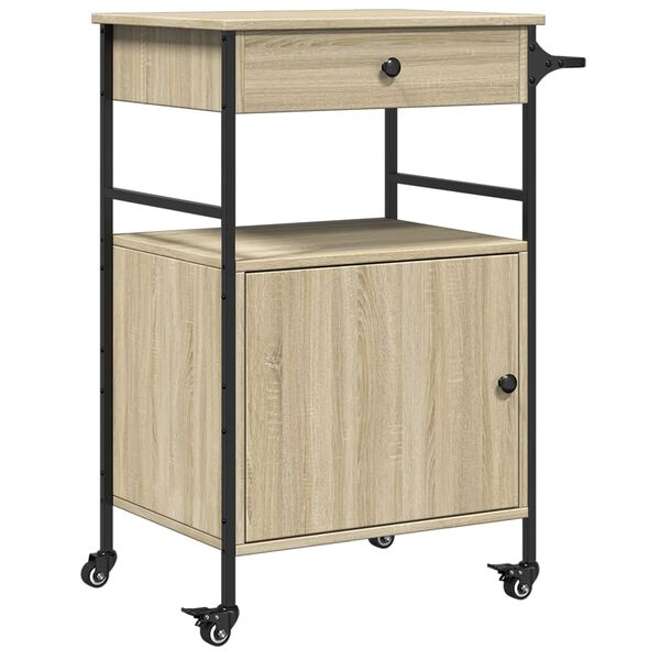 vidaXL Τρόλεϊ Κουζίνας Sonoma Δρυς 56x43x89,5 εκ. Επεξεργασμένο Ξύλο
