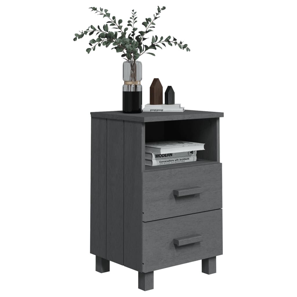vidaXL Κομοδίνο HAMAR Γκρι 40x35x62 εκ. από Μασίφ Ξύλο Πεύκου