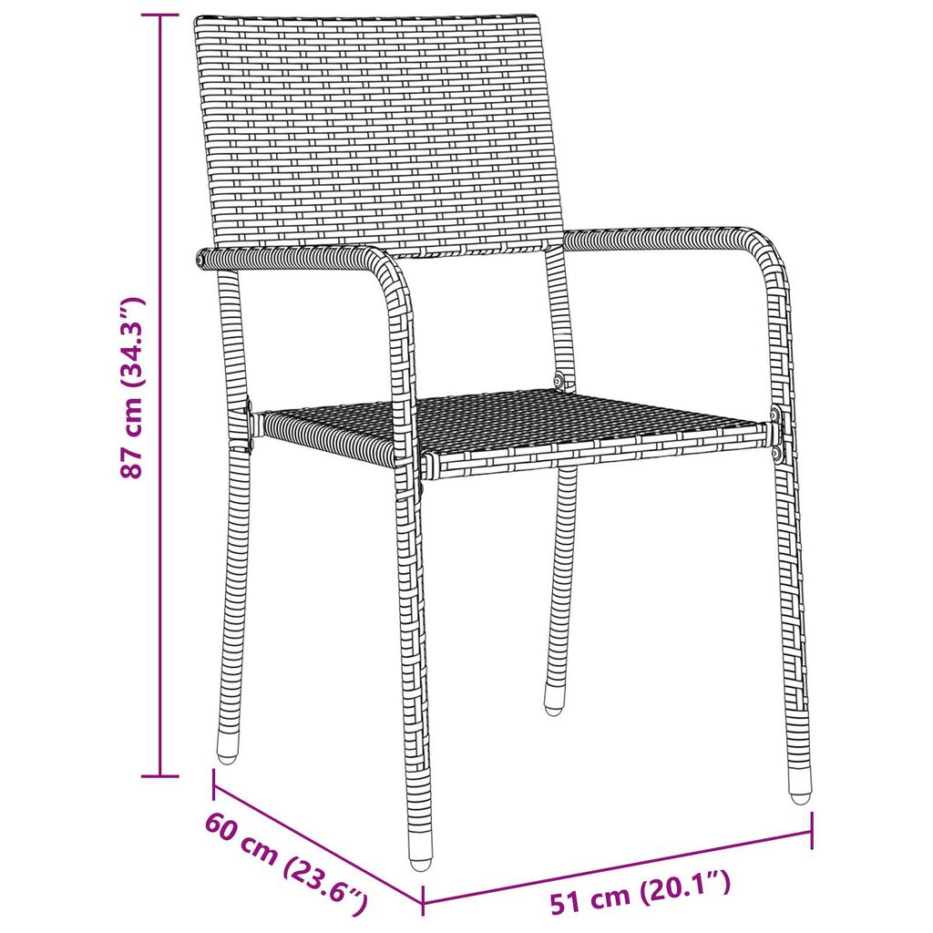 vidaXL Σέτ φαγητού για κήπο 5 pcs Γκρι Πολυ ράταν