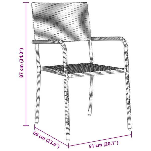 vidaXL Σέτ φαγητού για κήπο 5 pcs Γκρι Πολυ ράταν