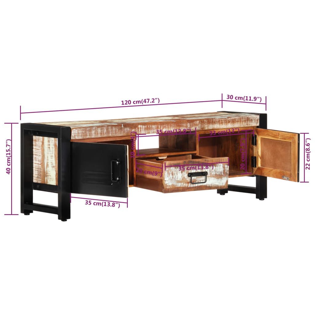 vidaXL Έπιπλο Τηλεόρασης 120 x 30 x 40 εκ. από Μασίφ Ανακυκλωμένο Ξύλο
