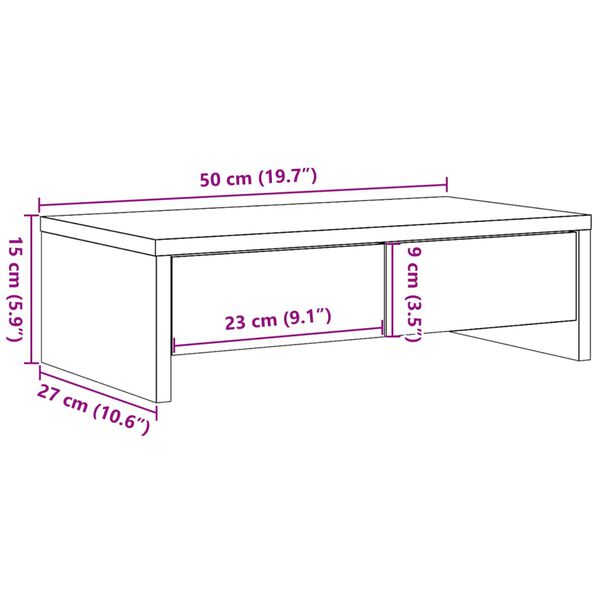 vidaXL Βάση Οθόνης με Συρτάρια Γκρι Σκυρ. 50x27x15 εκ. Επεξεργ. Ξύλο