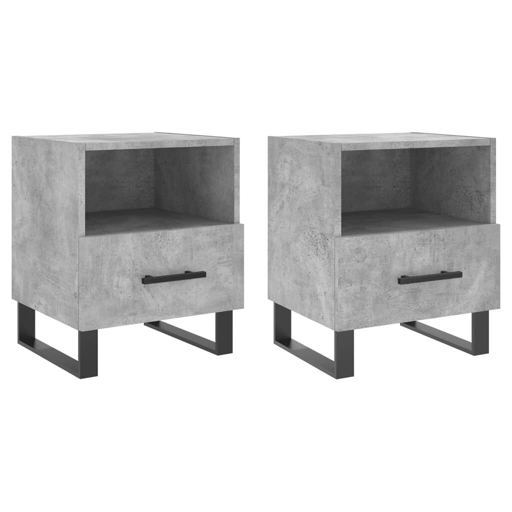 vidaXL Κομοδίνα 2 τεμ. Γκρι Σκυροδεμ. 40 x 35 x 47,5 εκ. Επεξεργ. Ξύλο