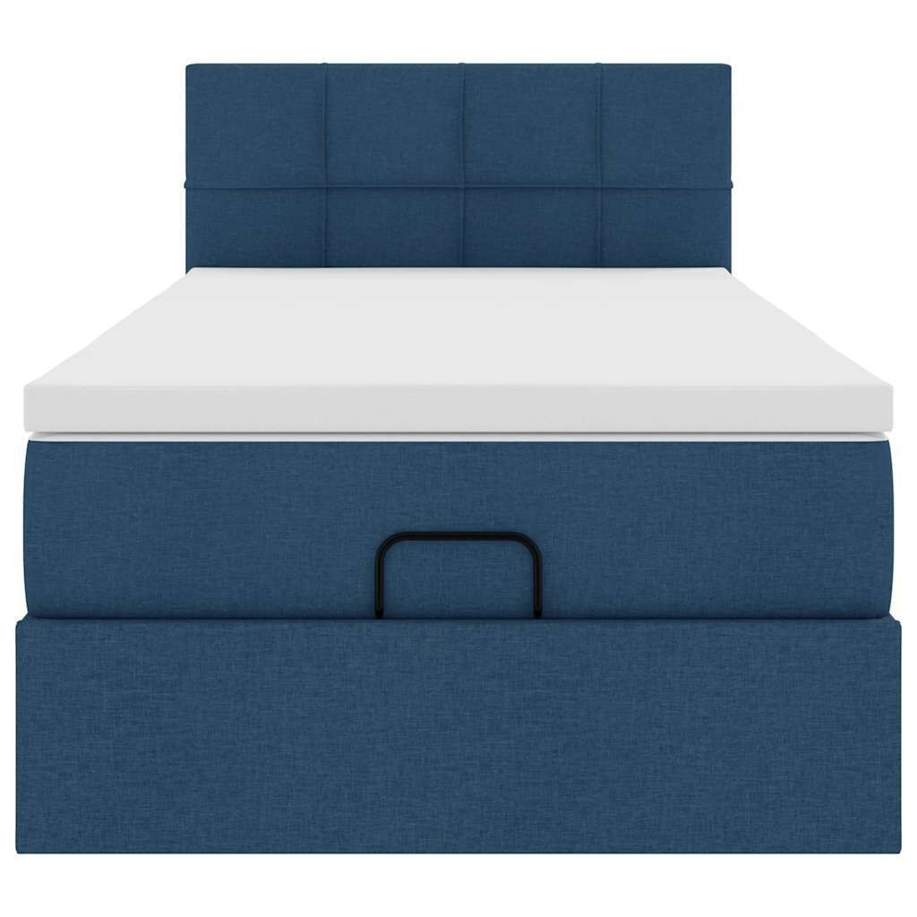 vidaXL Οθωμανικό κρεβάτι με στρώμα μπλε 90x200cm ύφασμα