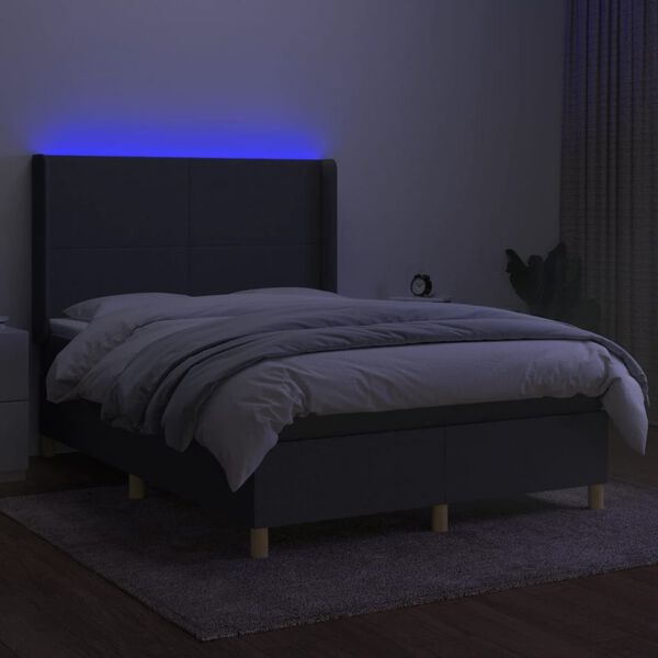 vidaXL &Kappa;&rho;&epsilon;&beta;ά&tau;&iota; Boxspring &mu;&epsilon; &Sigma;&tau;&rho;ώ&mu;&alpha; & LED &Sigma;&kappa;.&Gamma;&kappa;&rho;&iota; 140x190&epsilon;&kappa;. &Upsilon;&phi;&alpha;&sigma;&mu;ά&tau;&iota;&nu;&omicron;