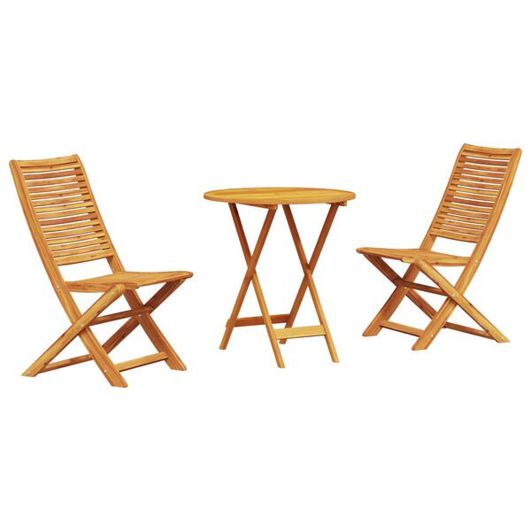vidaXL Σετ Επίπλων Εξωτερικού Χώρου 3 pcs Φυσικό Ξύλο 70 x 70 x 75 εκ