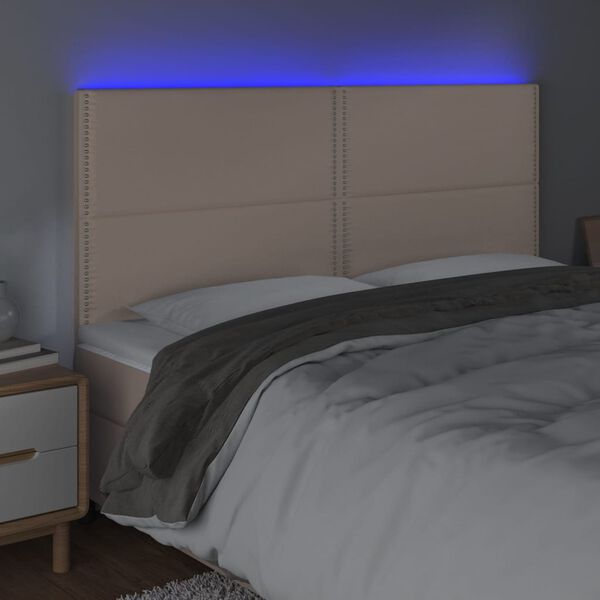 vidaXL Κεφαλάρι Κρεβατιού LED Καπουτσίνο 180x5x118/128 εκ