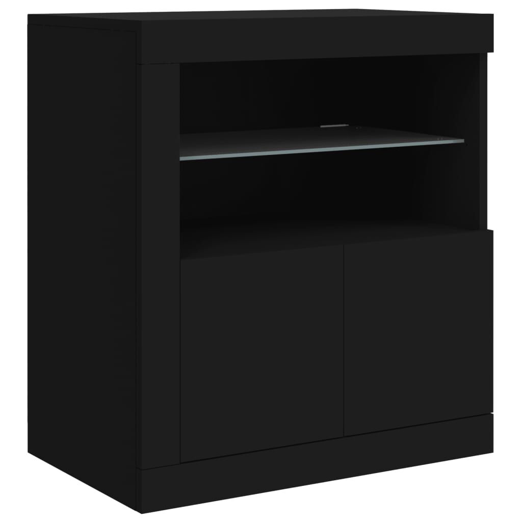 vidaXL Μπουφές με Φώτα LED Μαύρος 162 x 37 x 67 εκ.