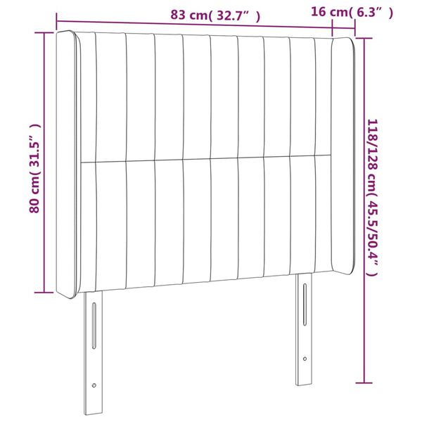 vidaXL Κεφαλάρι με Πτερύγια Ροζ 83x16x118/128 εκ. Βελούδινο