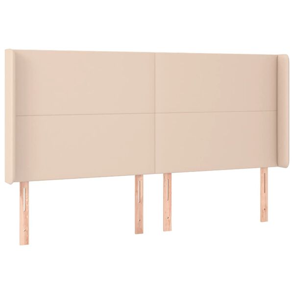 vidaXL Κεφαλάρι με Πτερύγια Καπουτσίνο 183x16x118/128 εκ. Συνθ. Δέρμα