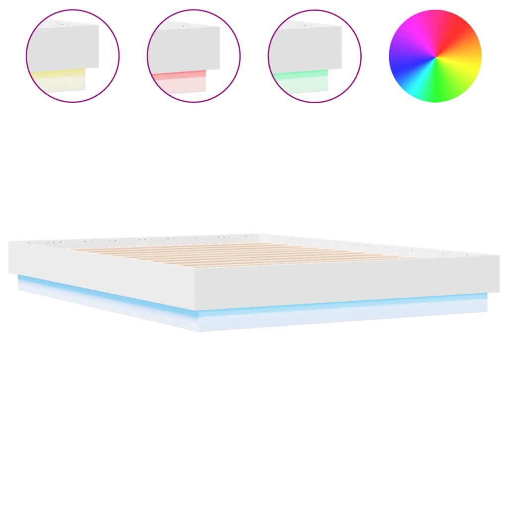 vidaXL Πλαίσιο Κρεβατιού με LED Λευκό 120x190 εκ.